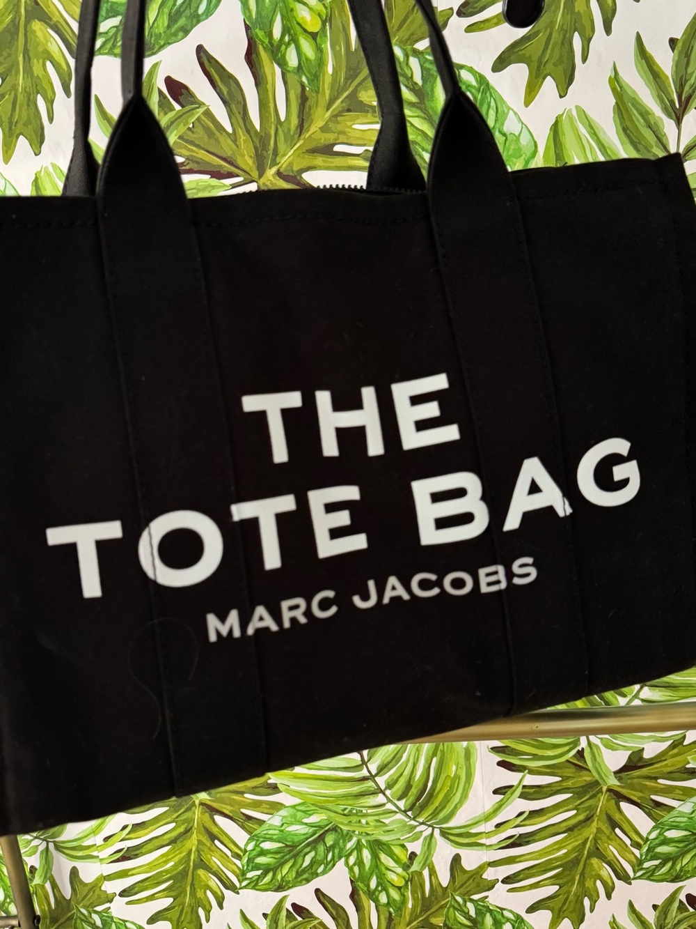 Marc Jacobs Black Canvas 'The Tote Bag' with White Logo